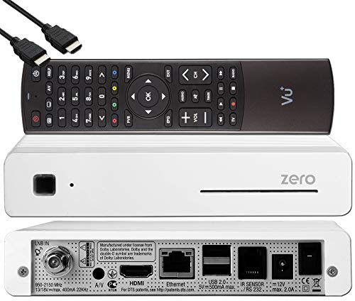 VU+ Zero HW Version 2 - Receptor de satélite DVB-S2 FullHD E2 Linux, Youtube, Receptor satélite con función de grabación, Lector de Tarjetas, Reproductor Multimedia, USB, Cable HDMI EasyMouse, Blanco