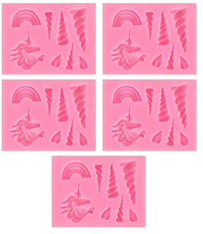 EXCEART 5pièces Moule Silicone Forme Licorne Moules à Chocolat Fondant Exquis Et Pratique Pour Pâtisserie