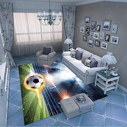 xuyuandass Bereichsteppich,3D-Teppich Fußball Entscheidender Moment Gedruckt Wohnkultur rutschfest Weich 120X180Cm,Kinderzimmer-Teppich