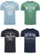 MUSTANG Tshirt Herren Baumwolle Regular Fit 4er Pack Set Rundhals Kurzarm Sommer Tee Shirt Logoprint, Größe:S, Farbe:Farbmix (P21)
