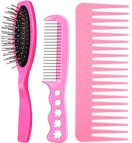 3 Pcs Wig Brush Wig Wire Comb Hair Extension Brush Set Styling Detangling Brush for Natural and Synthetic Wig