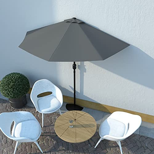 YITHOPI Halbschirm, Halb-Sonnenschirm Balkonschirm Kurbelschirm Schirm Halbrund Stahl, Mit Lüftung und Kurbelsystem, Anthrazit 270×135 cm Halbrund