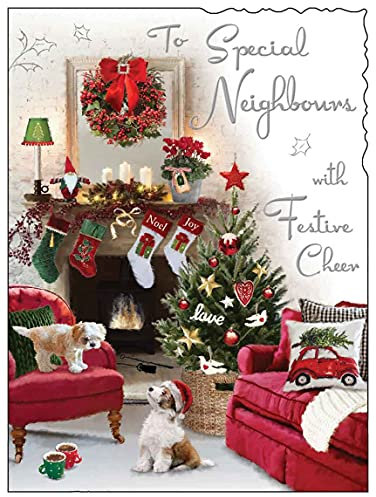 Jonny Javelin Nachbarn Weihnachtskarte Kamin