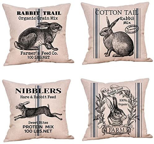 Lppoode Kissenbezug 40x40 cm 4er Set,Ostern Tiere Dekorative Kissenhülle Baumwolle Leinen Dekokissen ,Quadrat Sofakissen Kissenbezüge für Couch Schlafzimmer Dekor Zierkissenbezüge