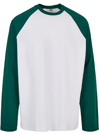Urban Classics Herren Organic Oversized Raglan Longsleeve T-Shirt, White/Green, 3XL