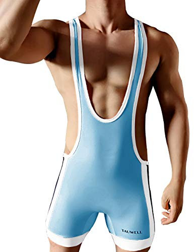 Chaleco de levantamiento de pesas para hombre, leotardo de lucha libre, traje corto de triatlón para hombre, azul claro, M