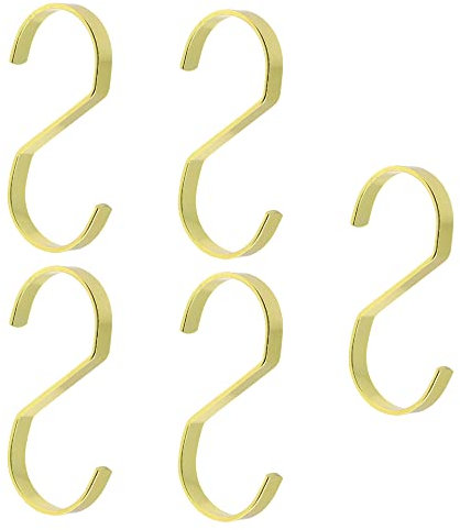 Meprotal 5 x 10,2 cm S-Haken, flache S-Haken, robuste Metall-S-Haken zum Aufhängen von Küchenutensilien, Töpfen, Outdoor-Pflanzen, Kleidung, Handtücher, Handtaschen (Gold)