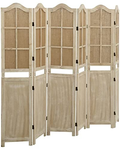 vidaXL Paravent 6-TLG. Raumtrenner Raumteiler Trennwand Umkleide Sichtschutz Spanische Wand Wohnzimmer Schlafzimmer Braun 214x165cm Stoff