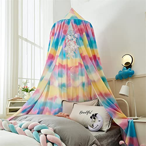 Chiffon Regenbogen Baby Baldachin Betthimmel Kinderzimmer Insektenschutz Baldachin Deko Moskitonetz für Babys Bett, Spielzelte, Kinderzimmer Höhe 270 cm Saumlänge 400cm