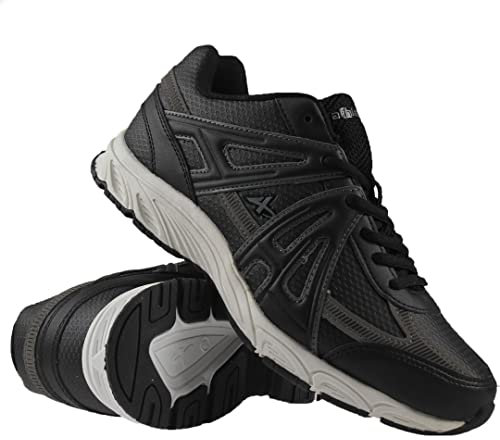 Mens Wide Fitting Fit Lace Up Casual Walking Leather Lightweight Running Gym Trainers Shoes (Black, UK_Footwear_Size_System, Adult, Men, Numeric, Wide, Numeric_6_Point_5)