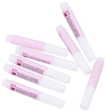 FRCOLOR Nail Glue 50pcs 2g Bottles Mini Beauty Nail Glue Quick Drying Suitable for False Tips Pink Home and Salon Use