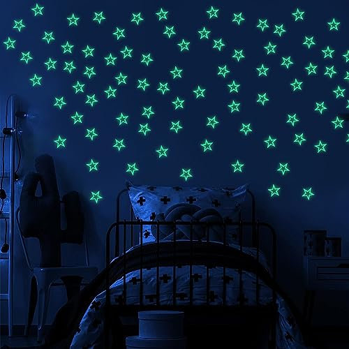 AIYONG 40 Stücke Neon Leuchten Stern Aufkleber Bunte Hohle Stern Aufkleber Leuchtend Funkeln Stern Ausschnitte Leuchten Party Lieferungen Hängendes Dekor für Geburtstagsfeier Hochzeit Ramadan