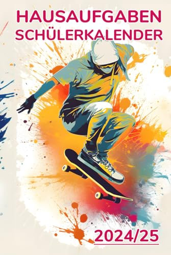 Hausaufgaben Schülerkalender: Skater Cover für Schüler mit Datum Notizen | Schülerplaner | To Do Listen | Stundenplan | Hausaufgabenheft |