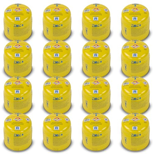 Z.M.C 16x Butan Gaskartuschen 190g Stechkartusche Typ C200 für Gasbrenner | EN417 & UN2037 | verstecktes Sicherheitsventil | Ø 8,9 cm | passend zu Anstechgeräten