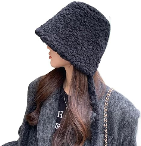 MEGAHERZ Plüschmütze Kaninchen Frau Winter Lei Feng Cap warm weich Ohrschutz Krawatte Becken Mütze (Schwarz)