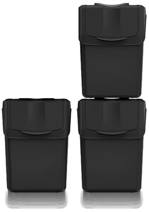 Set von 3 Mülltonnen KEDEN SORTIBOX aus 100% recyceltem Kunststoff, schwarz, 60L