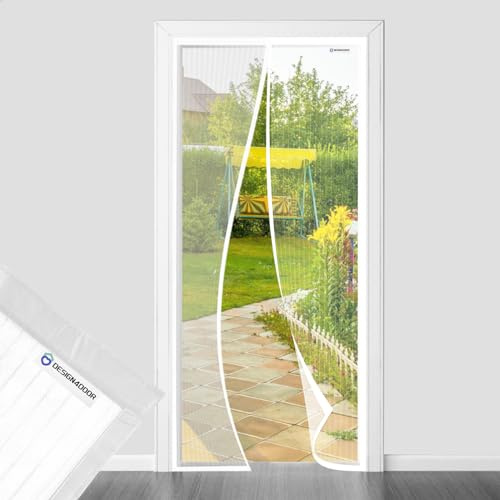 Fliegengitter tür 60x200cm, design4door Fliegengitter Balkontür Weiß, Keine Stechmücken, Gesundes Leben