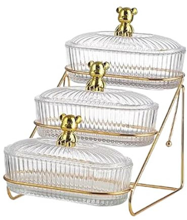 kowaku Assiette à Salade de Fruits secs, Organisateur de Support de Fruits, Plateau de Stockage des Aliments, Plateau de Service d'apéritif pour Biscuits, 3 Niveaux