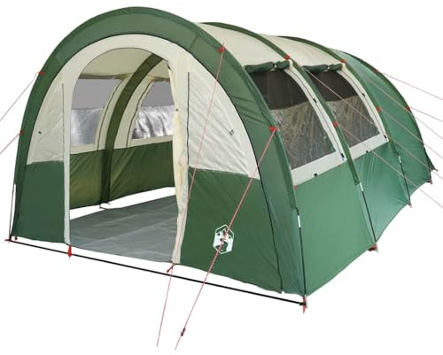 vidaXL Tunnelzelt, Campingzelt für 4 Personen Wasserdicht, Outdoor Zelt mit Abnehmbarem Überzelt Insektenschutz, Familienzelt Leicht Tragbar, Grün