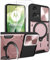 LYZXMY Cover per Motorola Moto E14 / G04 / G04s / G24+2 Pezzi Pellicola Protettiva in Vetro Temperato, con supporto ad anello in metallo e copertura della fotocamera a scorrimento Custodia-Oro Rosa