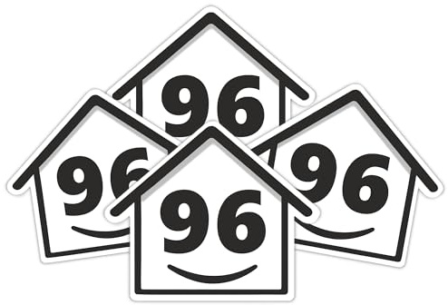 4 x Bin Numbers for Wheelie Bins, 1-99, 15cm ‘Happy House’ Design Dustbin Stickers, Easy Application Stick On Number Stickers - Weatherproof Self Adhesive Vinyl, Black (96)