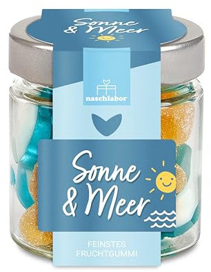 Fruchtgummi Geschenkglas Sonne & Meer 120g | Geschenk für die Liebsten | Das Mitbringsel für deine Freunde | Sommer | Strandparty | Vitamin Sea | Perfekt für sonnige Tage | Für Sommerliebhaber