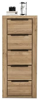 möbelando Kommode >Greta< in Eiche Dekor, Eiche teilmassiv - 60x141x40cm (BxHxT)