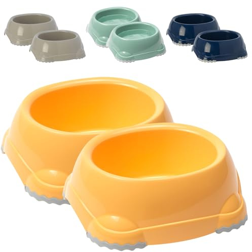 CAT CENTRE Apricot 2 Pcs 0.3L Pet Bowls Small Kitten Cat Dog Feeder Drinking Water Dish Dry and Wet Food Feeding Non-Slip