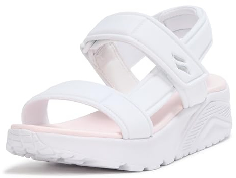 Skechers Girl's Uno Lite Sandal-Sunny Stand Sneaker, Weiss/opulenter Garten, 4 Big Kid