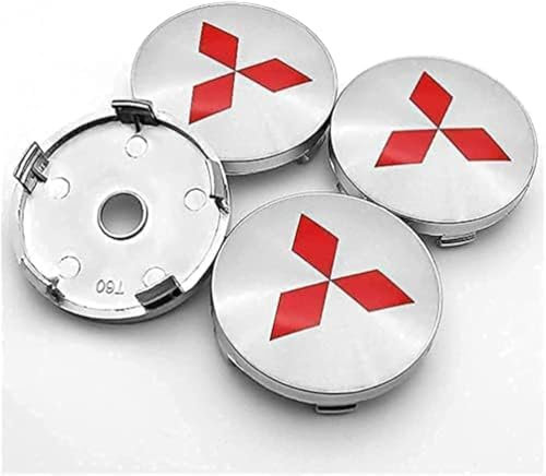 dzggs 4 stück Auto Nabendeckel für Mitsubishi Colt 60MM, Felgenkappen Radnabenkappen Nabenabdeckung Radnaben Mittel Abdeckungen Abzeichen Sticker