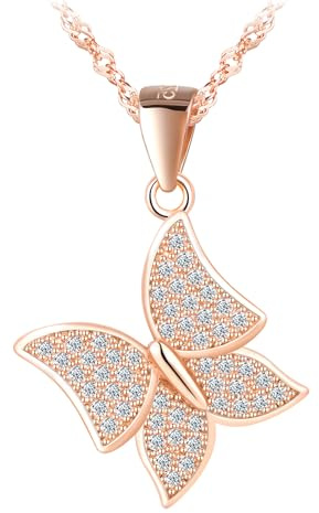 MOOFUN Zirkon Schmetterling Anhänger Kette Halskette Damen Mädchen Silber 925 Niedlich Tier Kette für Mama Frau Freundin Tochter Frauen Halskette Schmuck Geburtstage Valentinstag Muttertag Geschenk