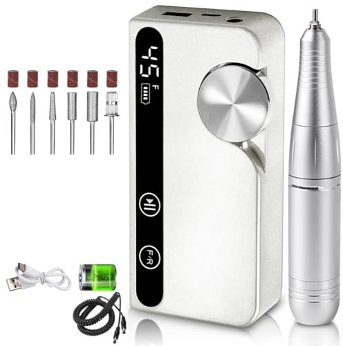 Dxoniislh Máquina Pulidora de Uñas Portátil Eléctrica Profesional de 45000 RPM, Recargable, de Bajo Ruido, con para Uñas