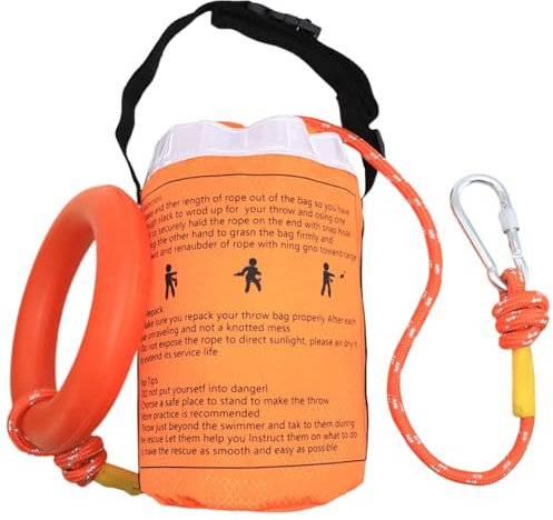 Floating Rescue Rope Throw Bag - Portable Reflective Swimming Rope Throwing Kit for Water Sports, Kayak & Boat - Outdoor Water Rescue Action Equipment