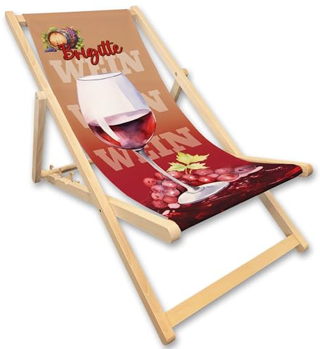 Liegestuhl mit Name personalisiert Strandstuhl Cocktail Sommer Motiv klappbar ideal für Beachbar, Strandbar, Garten, Terasse & Balkon Geschenkidee Frauen & Männer Gartenliege klappbar (Rotwein)