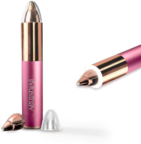 iMusthav Painless Eyebrow Hair Remover for Women - Precision Electric Trimmer & Facial Epilator for Brows, Nose & Ear - 18K Gold-Plated Hypoallergenic Razor with 360° LED Light, Battery Included