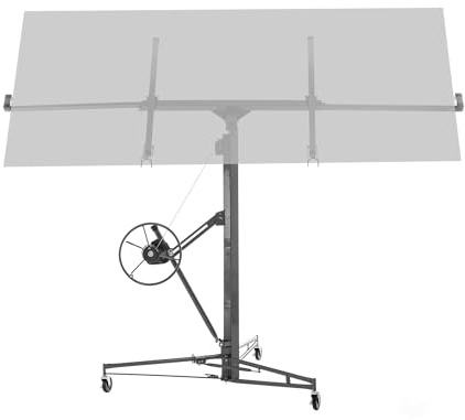 Jaxilyn XXL Plattenheber Traglast bis 68 kg Arbeitshöhe 140-350 cm Max. Breite 2,90 m, 1-Mann-Bedienung Trockenbau Montagehilfe Mit 3 Bremse-Rädern für Innenausbau Grau