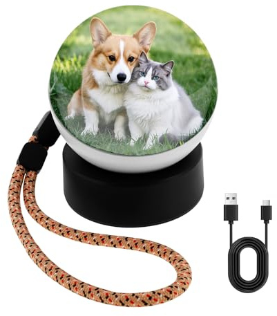 YUEKUNTJ DIY Video Display Sphere Personalized 3D Video Crystal Balls 3D Memory Orb Ball Digital Display Memory Sphere Lamp Rechargeable 180° Wide Angle with Base for Home Travel Trip(White)