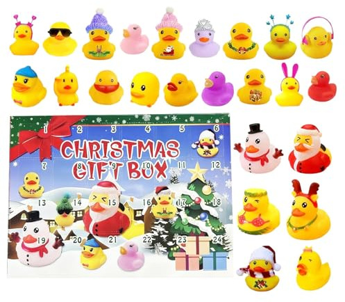 2025 Gummiente für Weihnachten, 24 Tage, Spielzeug, Ente, , dekorativ, saisonal | Countdown, Partys, Versammlungen, Urlaub, Weihnachten, Haus, Erwachsene, Nostalgisch, ermöglicht