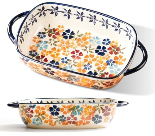 Pirofila Rettangolare in Ceramica,Pirofila Piccola,Forma per Lasagne in Ceramica con Manici,Pirofila Colorata,Porcellana per Lasagne, Tiramisu, Pirofila (Rettangolare, 23,5x13x5cm)