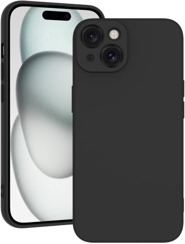 Qasyfanc Soft Silicone Case for iPhone 15 6.1-Inch, Black | Full Camera Protection, Anti-Scratch Microfiber Lining, Slim Soft Touch Shockproof Cover