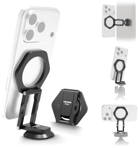 NEEWER Dual Magnetic Phone Holder Stand Tripod Mount with Arca Type Base, Aluminum Adjustable Cellphone Attachment Compatible with MagSafe iPhone Samsung Android for Video Recording, PA161