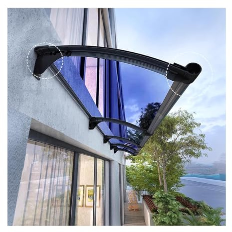Polycarbonate Door Awning Canopy for Entrance, Metal Window Awnings, Large Sink, Exterior Door Canopy, Front Door Patio Cover (65x260cm/25.6x102in)