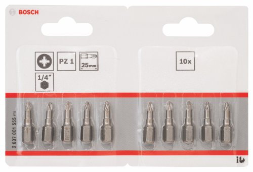 Bosch Zubehör 2607001555 Schrauberbit Extra-Hart PZ 1, 25 mm, 10 Stück