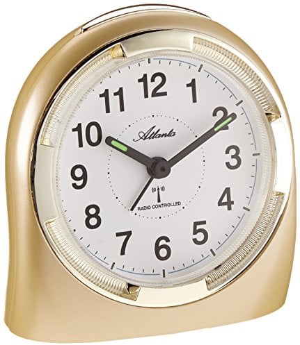 Atlanta Funkwecker Geräuscharm Licht Snooze Gold - 1404/9
