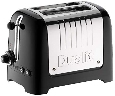 Dualit -Grille Pain, 2 Large Fente, Noir Brillant/Inox