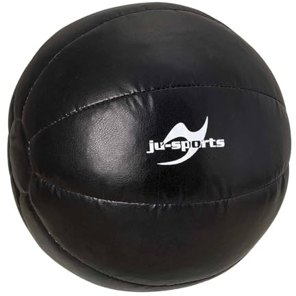 Ju-Sports Medizinball 1kg schwarz - Robuster Slam Ball aus griffigem Kunstleder mit stabilen Nähten, Gewichtsball für Krafttraining, Fitness und Sport