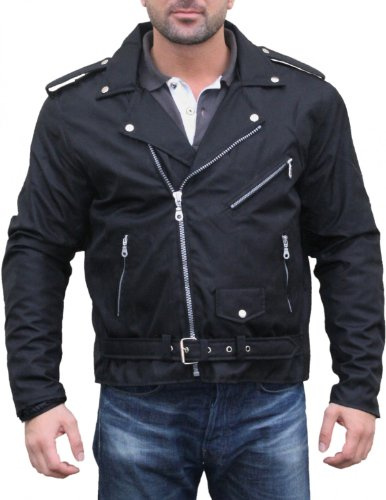German Wear Herren Motorradjacke - Winddichte Chopper Rockabilly Winter Brando Textiljacke - Schwarz