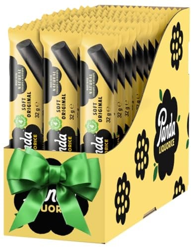 Panda® | Natürliche weiche Original Lakritz Riegel | Reine Panda Lakritz Süßigkeiten aus nur vier natürlichen Zutaten | Vegan & fettfrei | 32 g x 36 Riegel