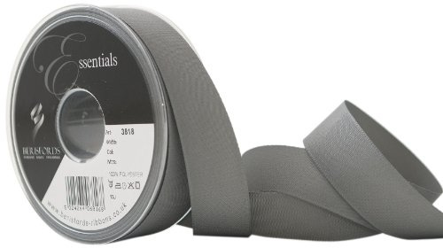 Berisfords 3818-SGY-25 25 mm Rustic Taffeta Ribbon, Smoked Grey