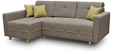 mb-moebel Ecksofa Sofa Eckcouch Couch mit Schlaffunktion und Bettkasten Ottomane L-Form Schlafsofa Bettsofa Polstergarnitur - Tucson (Ecksofa Links, Braun)